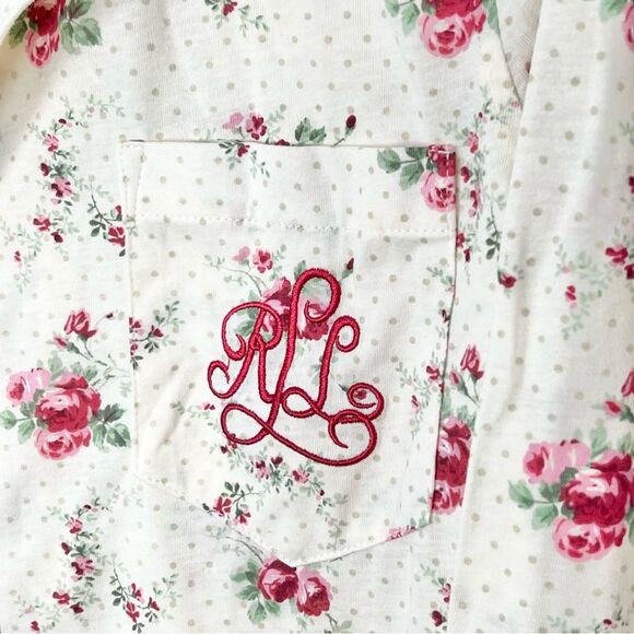Lauren Ralph Lauren Floral Print Embroidered Logo Sleep Shirt Cottagecore Small - Picture 4 of 9